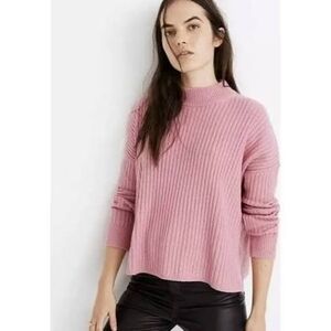 Madewell Cashmere And Wool Ribbed Mock Neck Sweater